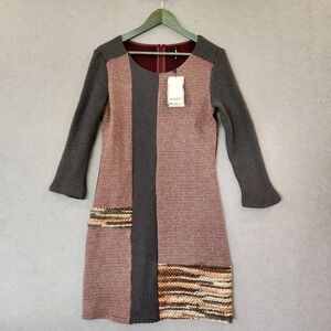NWT Smash! Barcelona Lleida‎ Midi Dress Multi-color Purple Sz M Long Sleeve